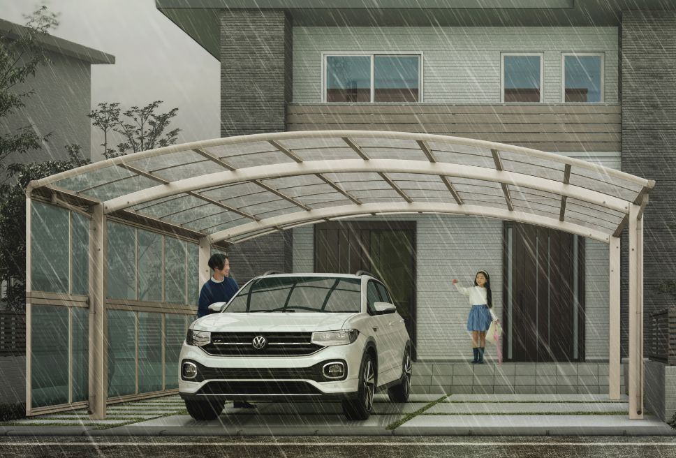 雨の日の住宅用カーポート